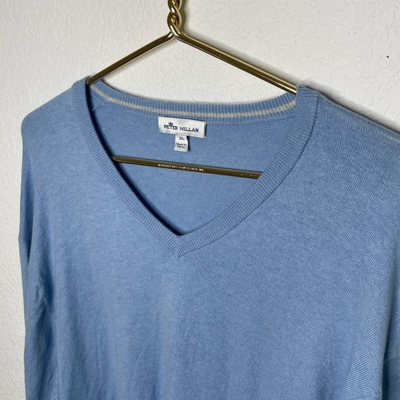 Peter Millar sweater cashmere blend sz XL light blue lightweight - Picture 2 of 7
